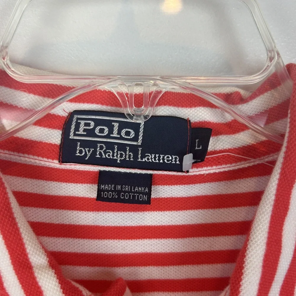 Polo Ralph Lauren Shirt Men Large Striped Red Pony Logo Casual Preppy Golf